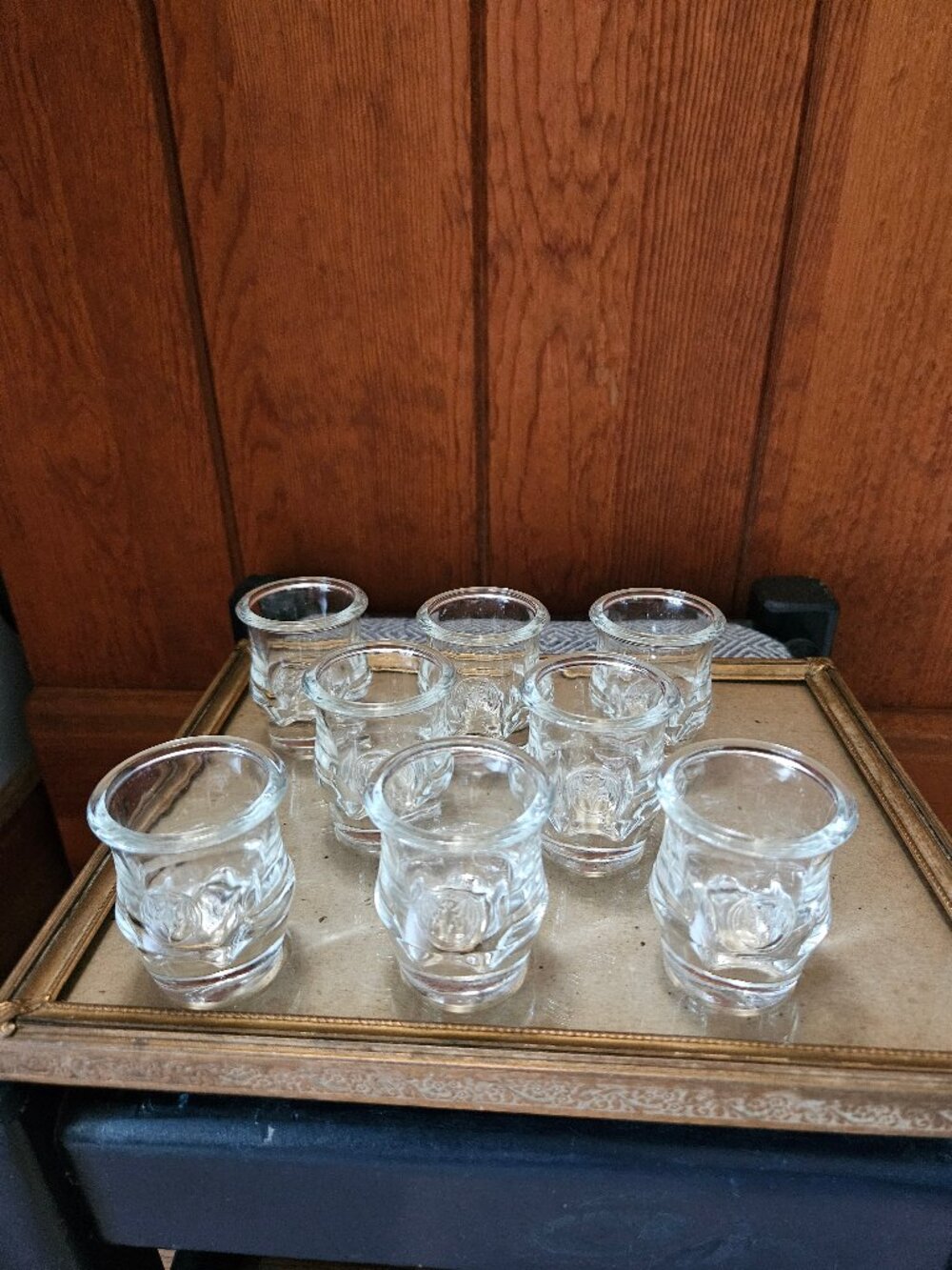 Set of 8 Bacardi Rum Shot Glasses with Raised Bat Logo marked 'arc france'